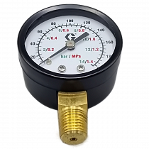 Манометр воздушный, 0 - 14 бар, 1/4" NPT [100960]